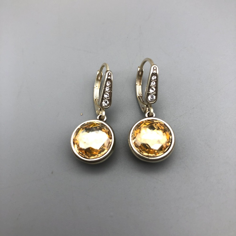 Brighton Meridian Aurora Silver Tone Round Faceted Crystal Leverback Earrings